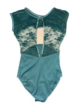 Load image into Gallery viewer, Keyhole Back Lace Top Emerald Green Leotard
